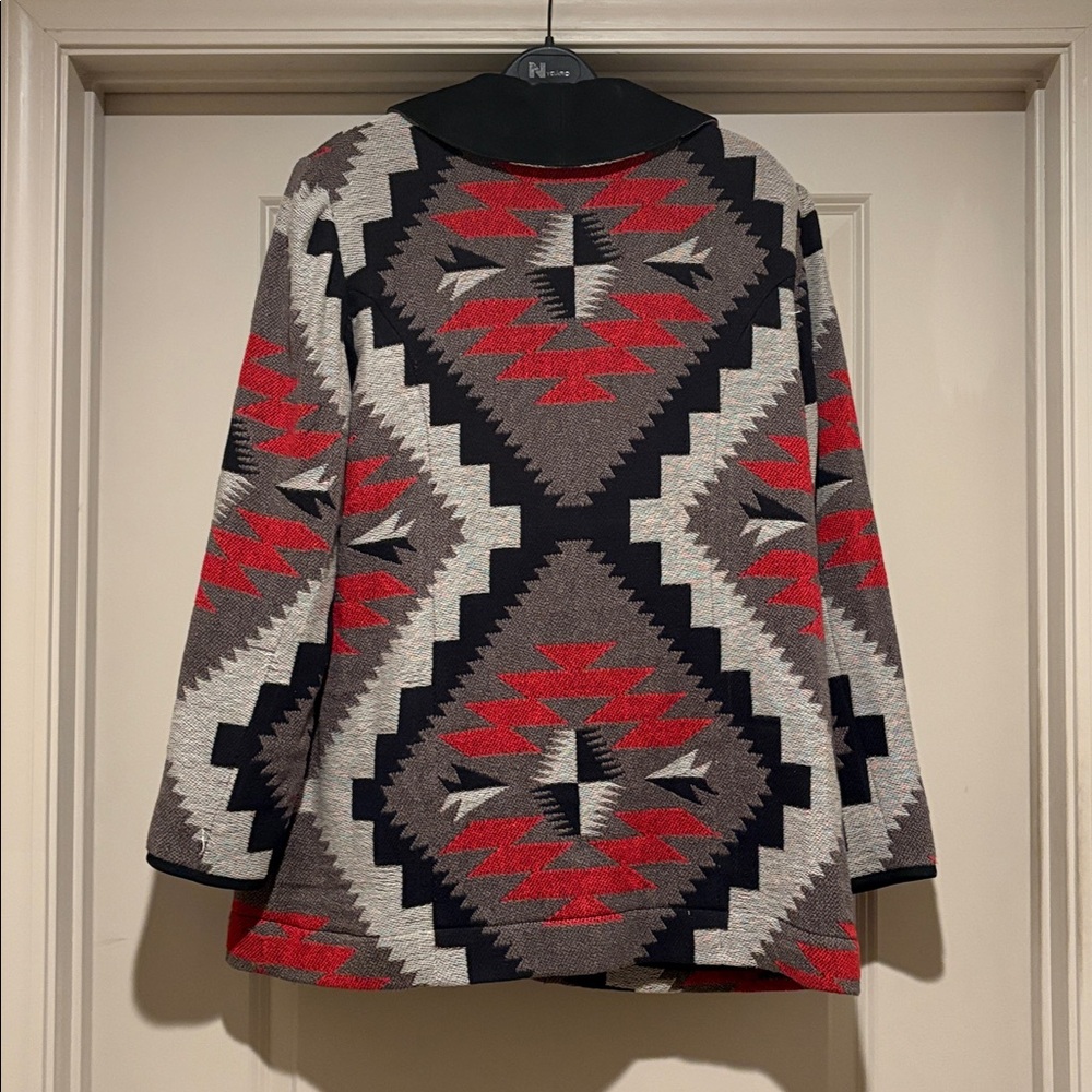 Double D Ranch Women's Blazer with Black and Red Geometric Design - Picture 4 of 6
